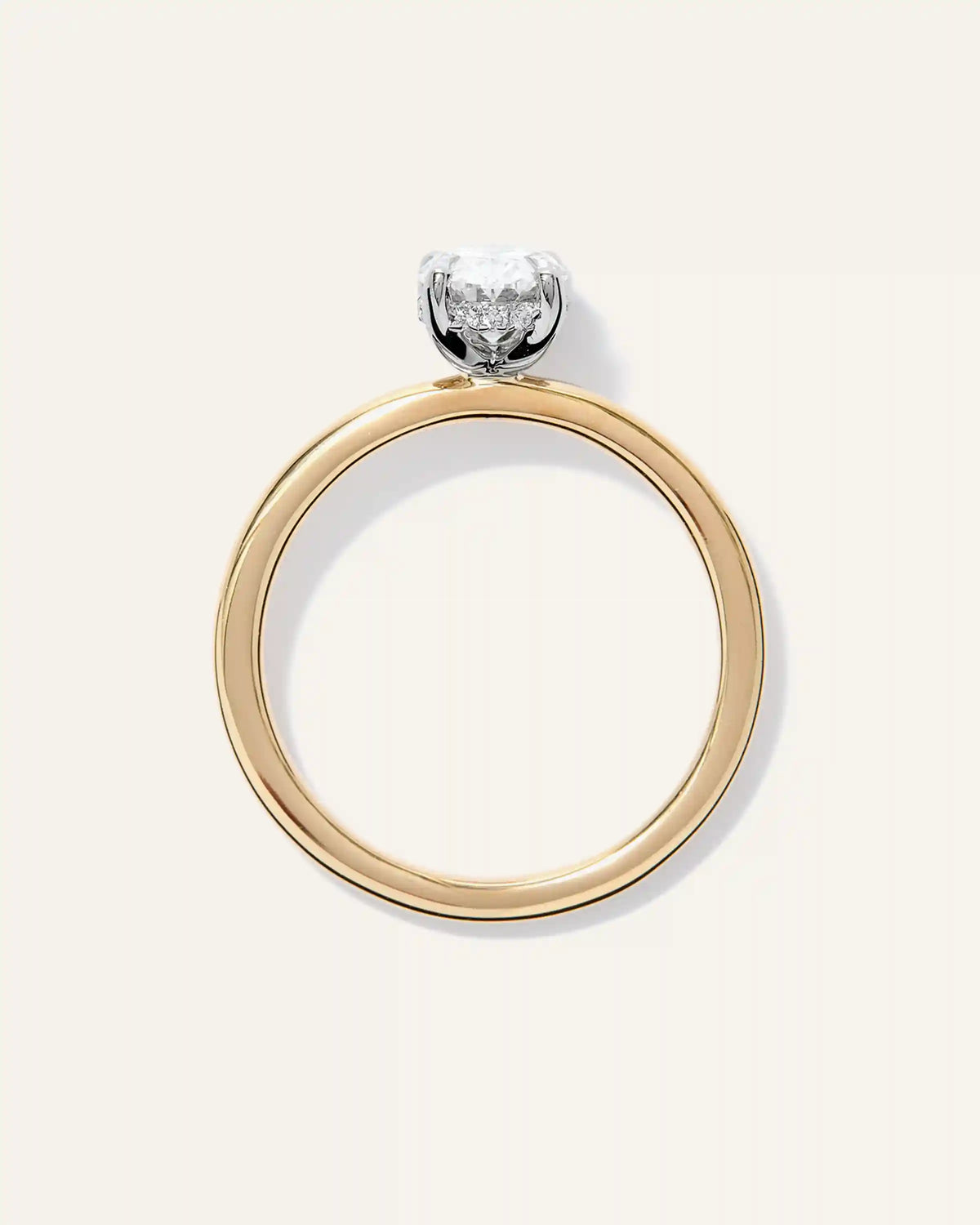 Lab Grown Diamond Oval Petite Hidden Halo Engagement Ring - 1ct