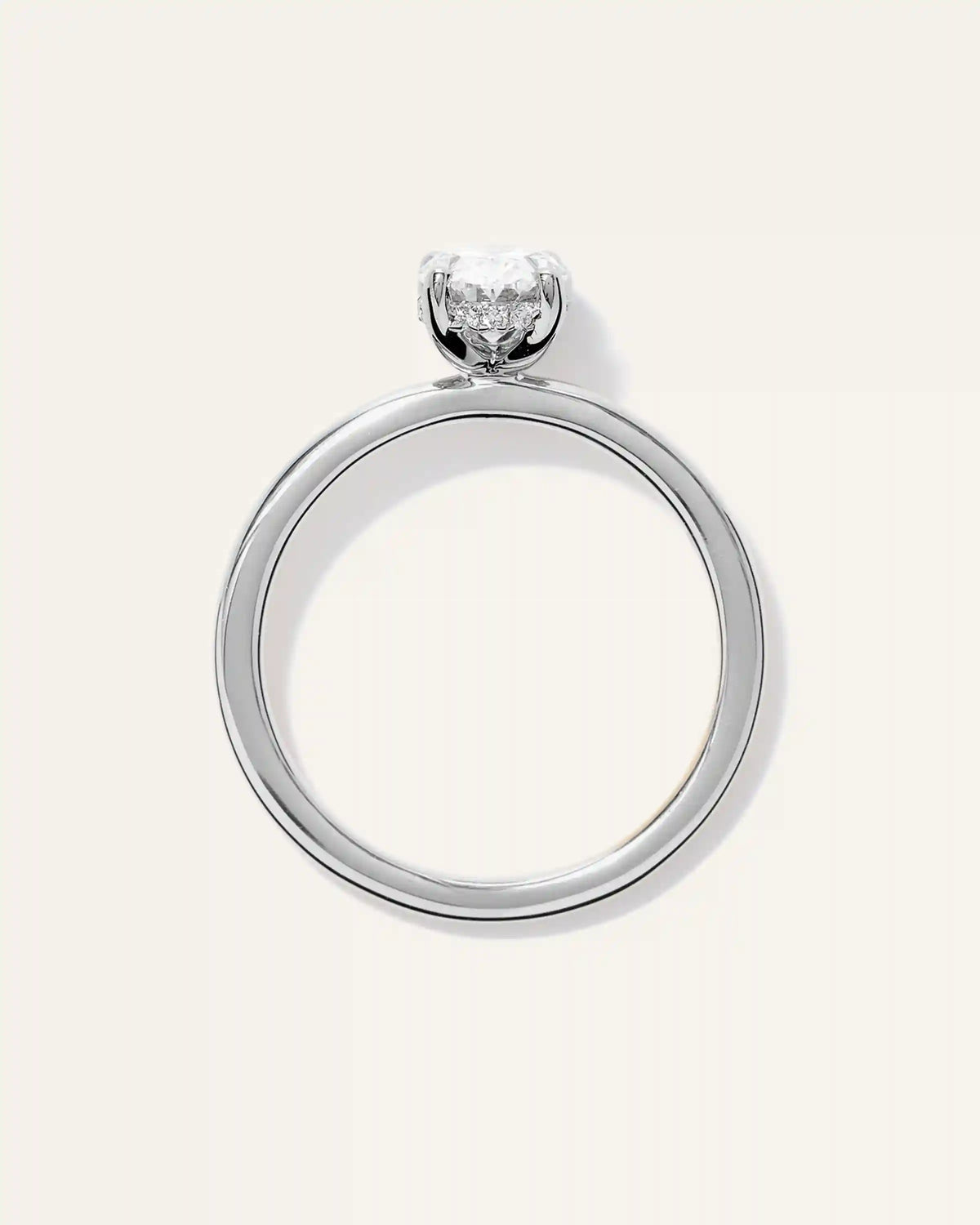 Lab Grown Diamond Oval Petite Hidden Halo Engagement Ring - 1ct