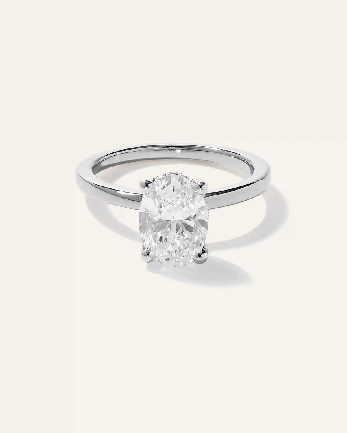 Lab Grown Diamond Oval Petite Hidden Halo Engagement Ring - 2ct