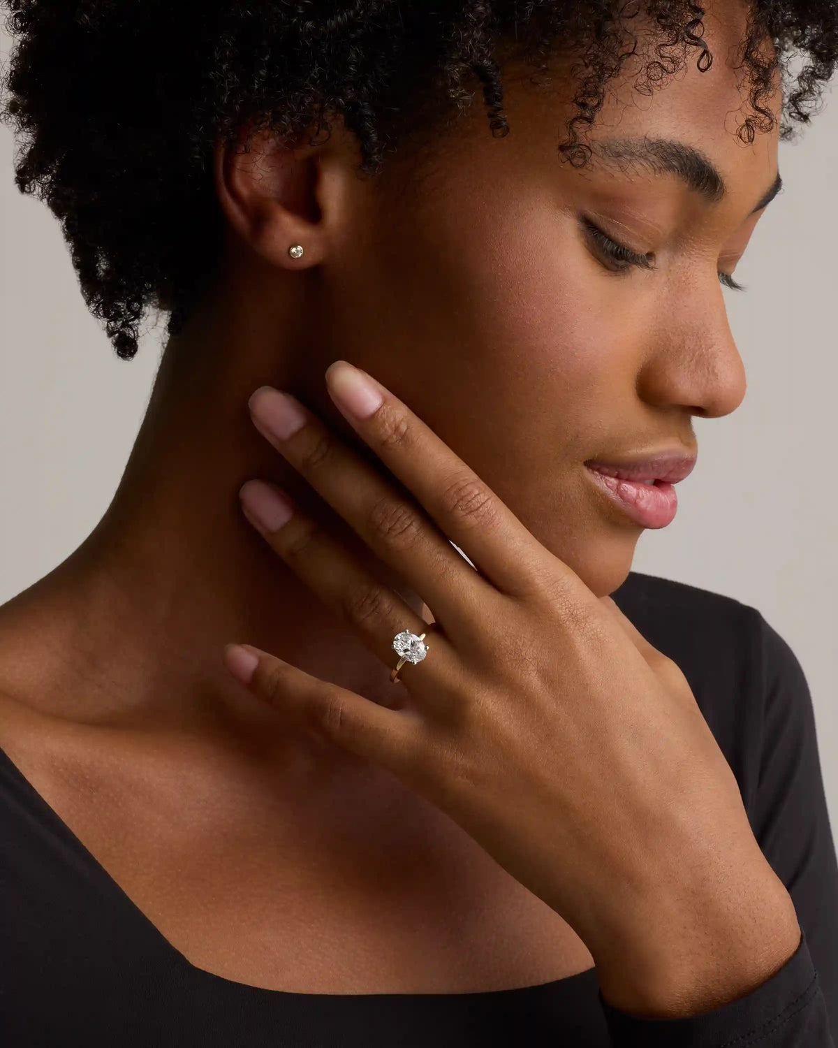Lab Grown Diamond Oval Petite Hidden Halo Engagement Ring - 2ct