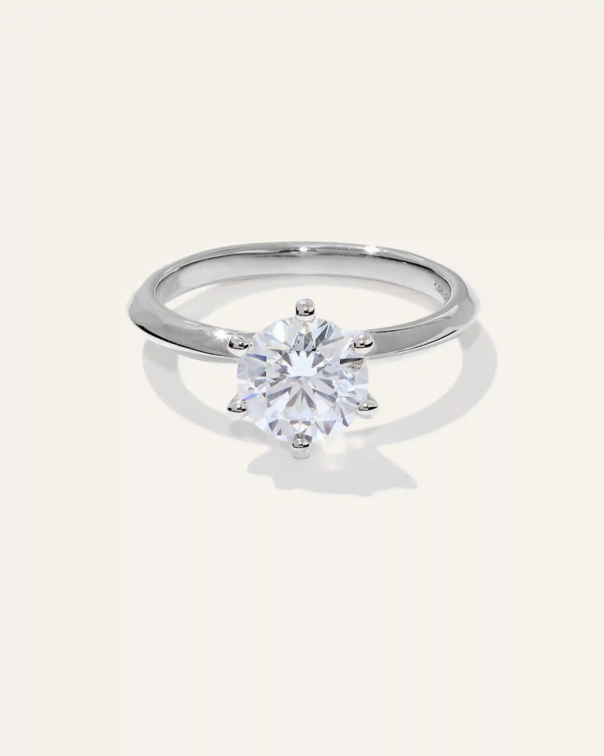 Lab Grown Diamond Round Six Prong Knife Edge Engagement Ring - 1.5ct
