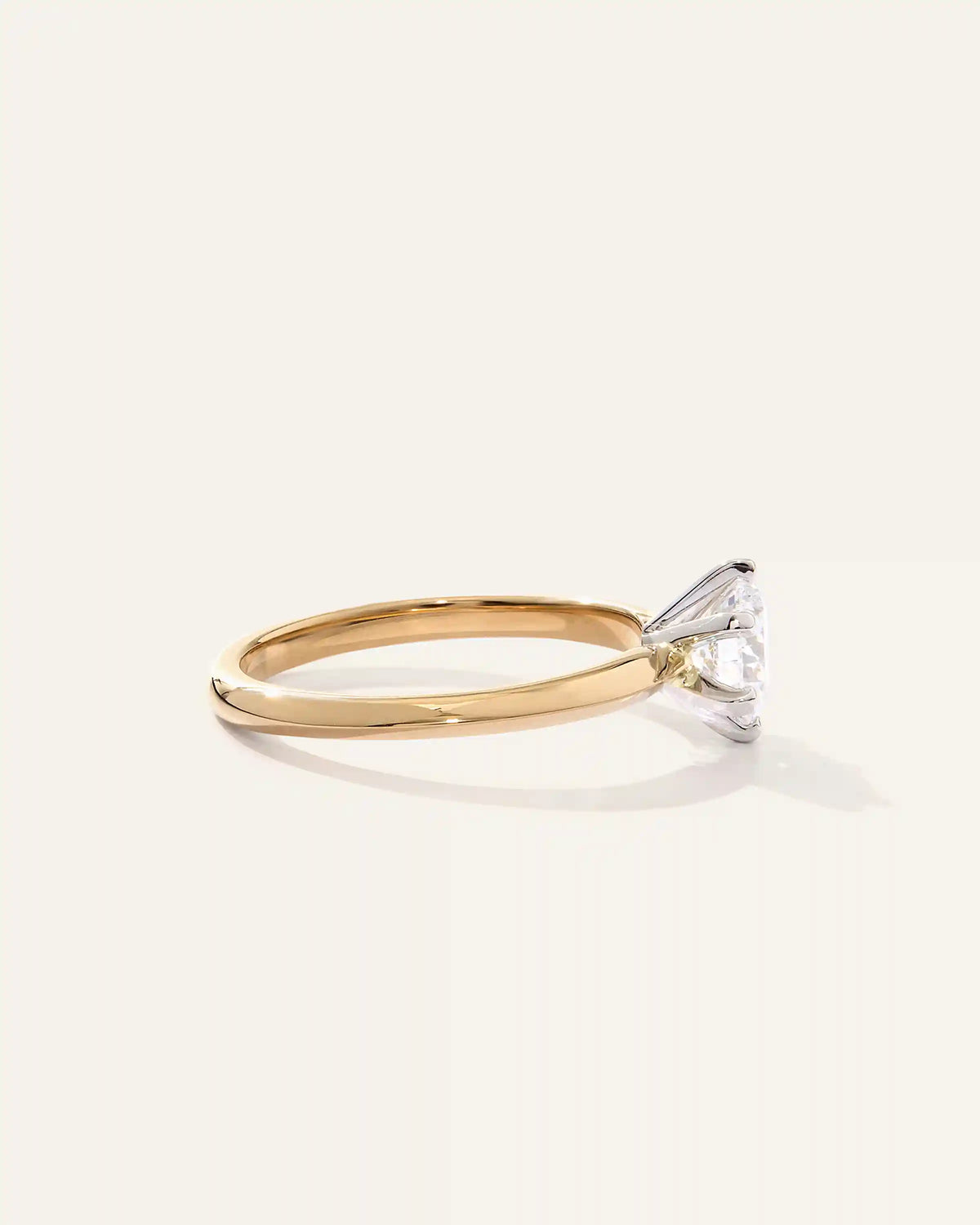Lab Grown Diamond Round Six Prong Knife Edge Engagement Ring - 1ct