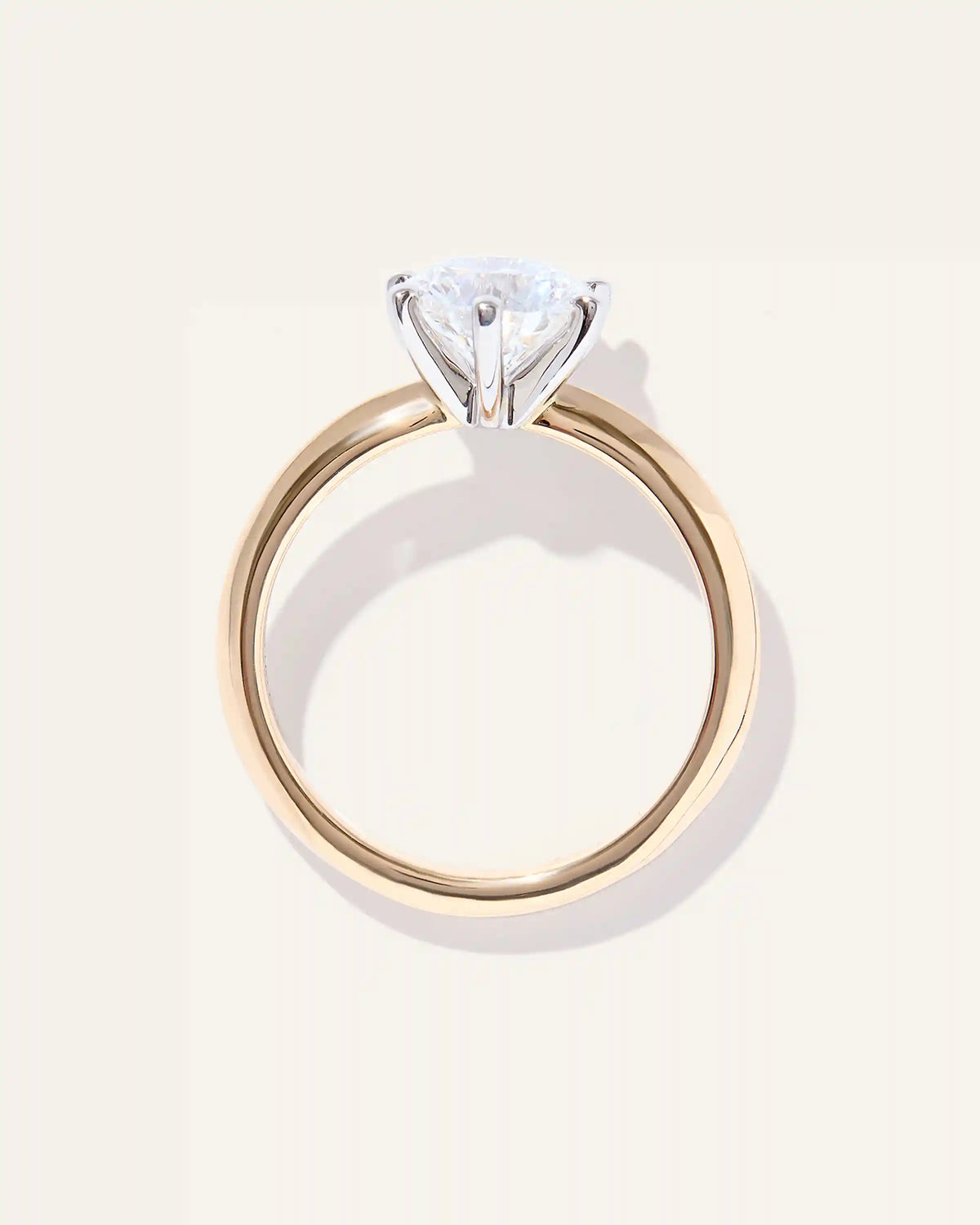 Lab Grown Diamond Round Six Prong Knife Edge Engagement Ring - 2ct