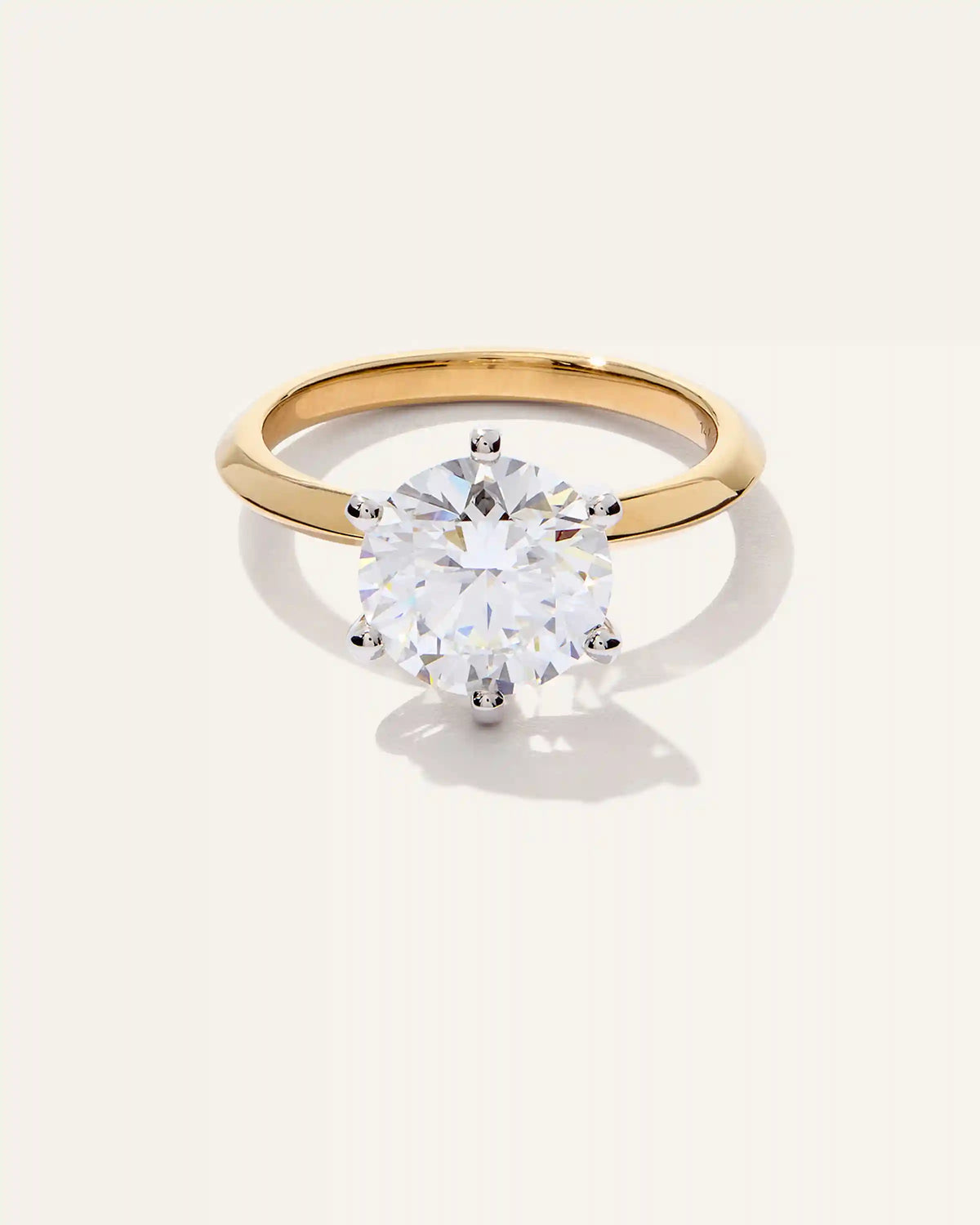 Lab Grown Diamond Round Six Prong Knife Edge Engagement Ring - 3ct