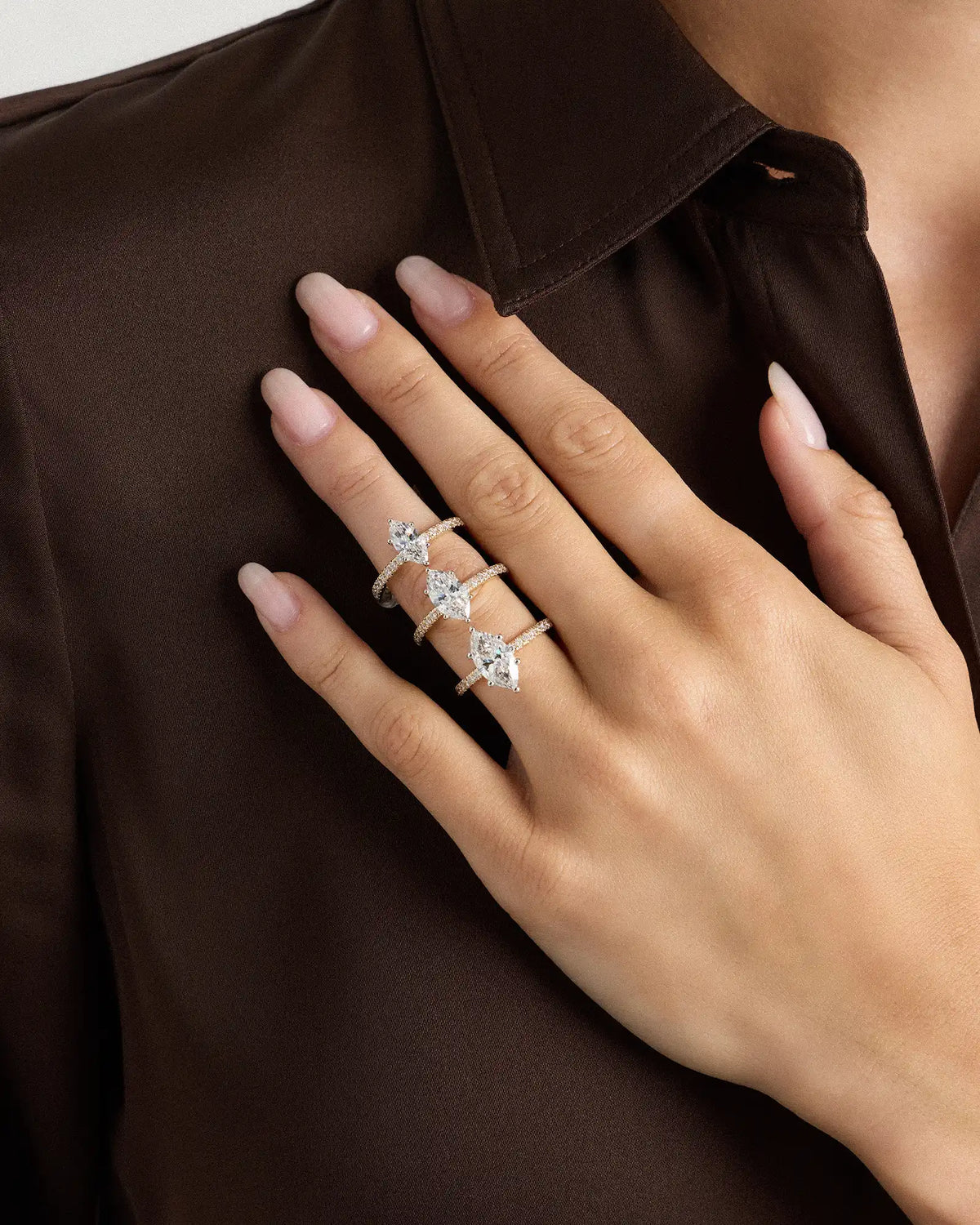Lab Grown Diamond Marquise Petite Pave Engagement Ring - 1ct