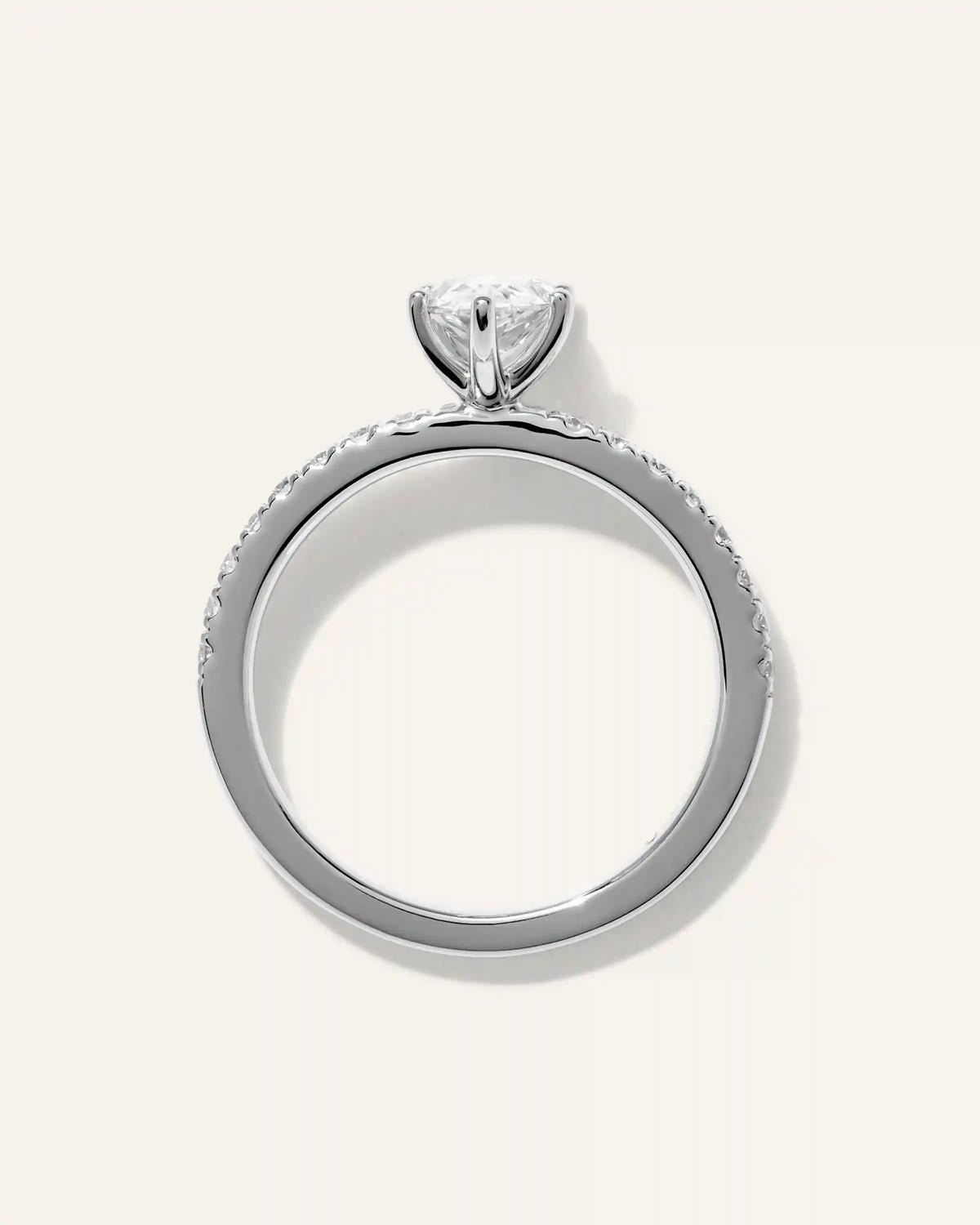 Lab Grown Diamond Pear Petite Pave Engagement Ring - 1ct