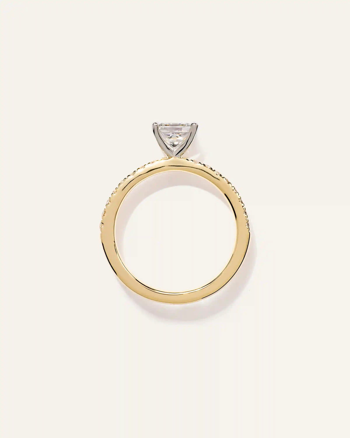 Lab Grown Diamond Princess Petite Pave Engagement Ring - 1ct