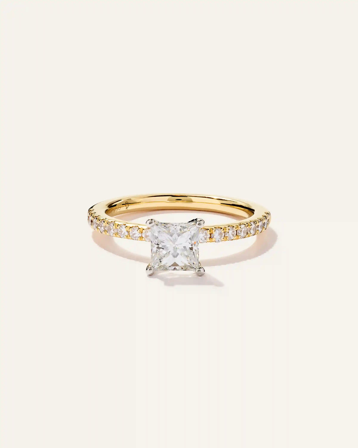 Lab Grown Diamond Princess Petite Pave Engagement Ring - 1ct