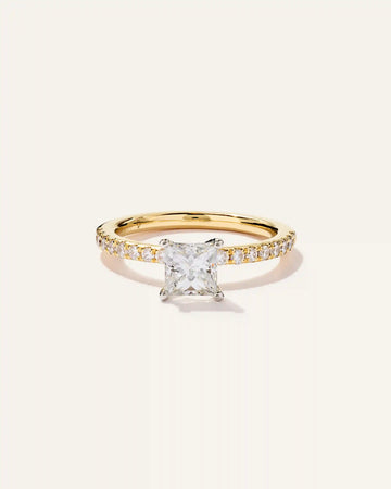 Lab Grown Diamond Princess Petite Pave Engagement Ring - 1ct