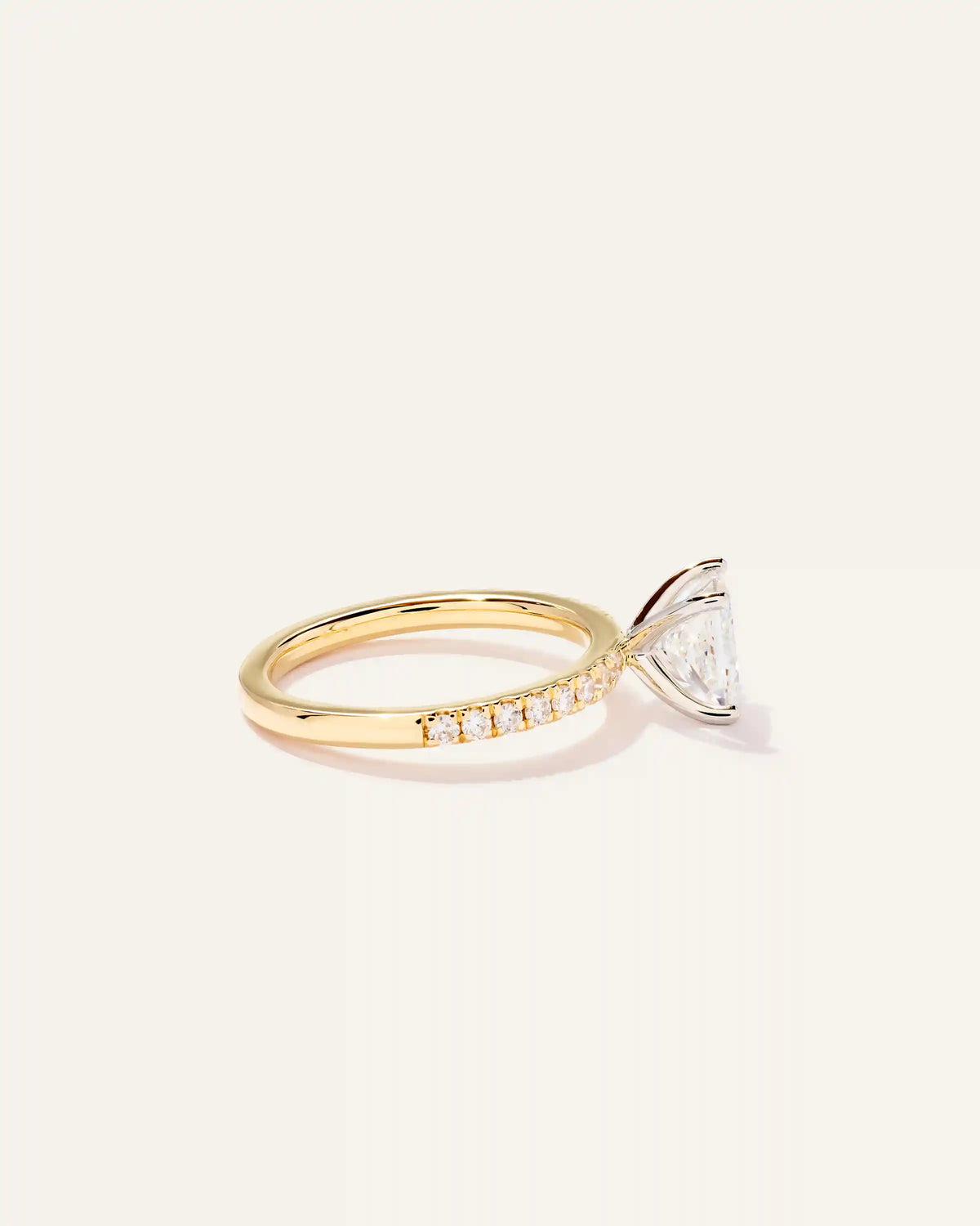 Lab Grown Diamond Princess Petite Pave Engagement Ring - 1.5ct