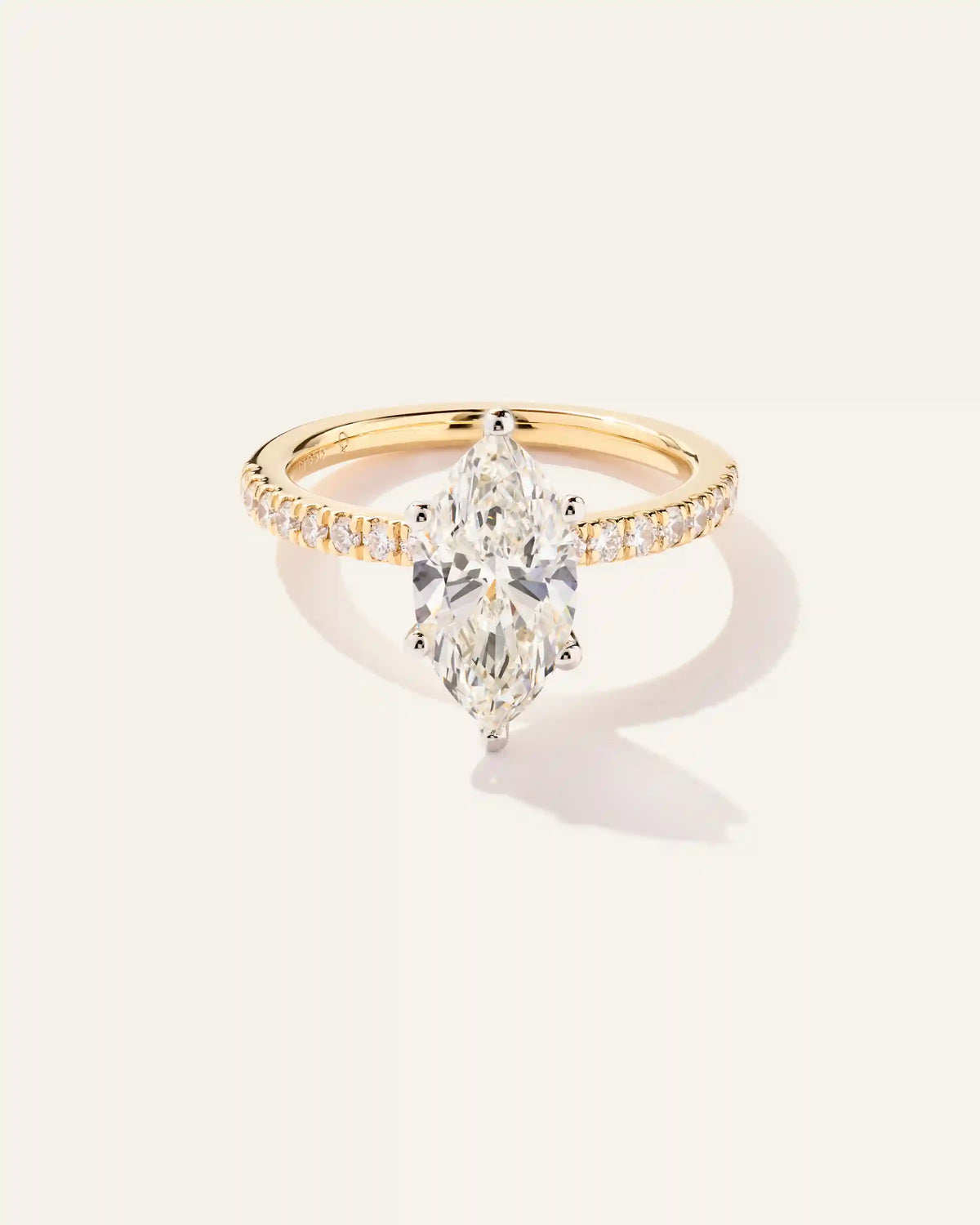 Lab Grown Diamond Marquise Petite Pave Engagement Ring - 2ct
