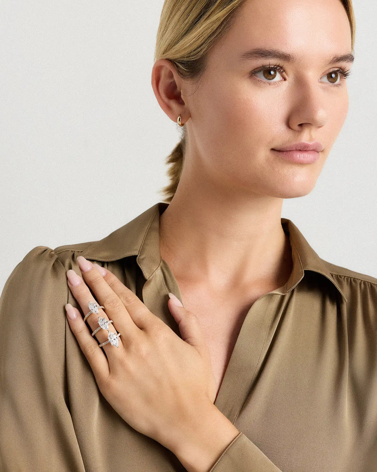 Lab Grown Diamond Marquise Petite Pave Engagement Ring - 3ct