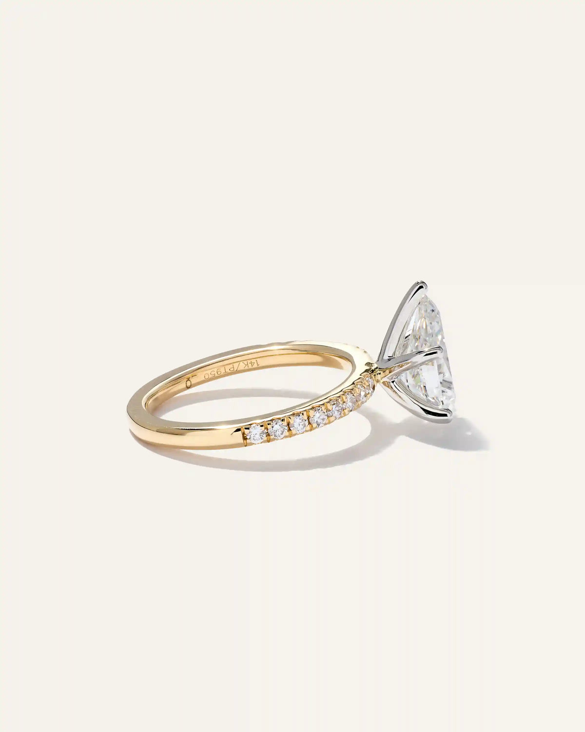 Lab Grown Diamond Pear Petite Pave Engagement Ring - 2ct