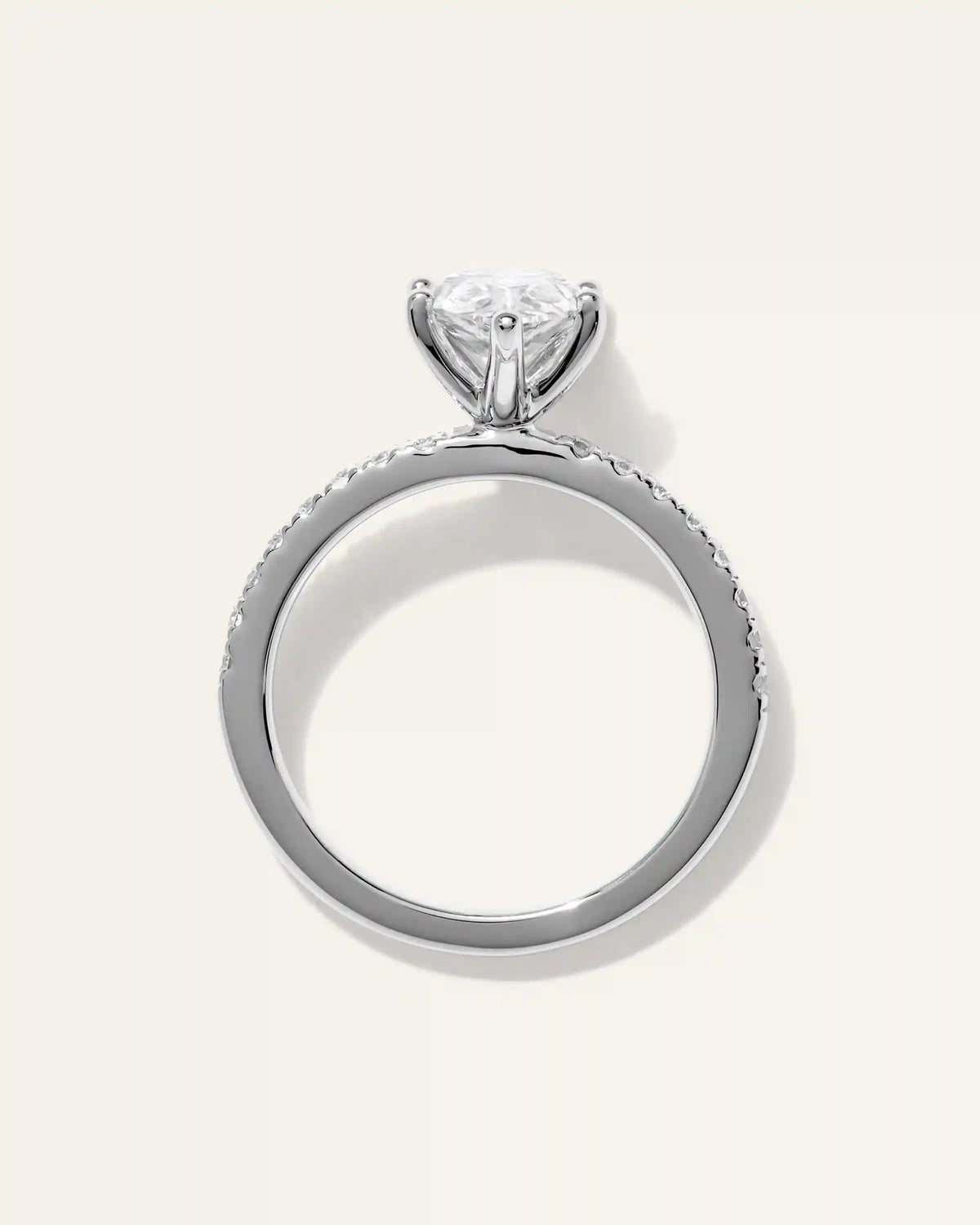 Lab Grown Diamond Pear Petite Pave Engagement Ring - 2ct