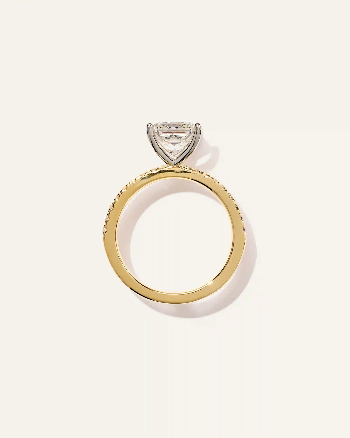 Lab Grown Diamond Princess Petite Pave Engagement Ring - 2ct