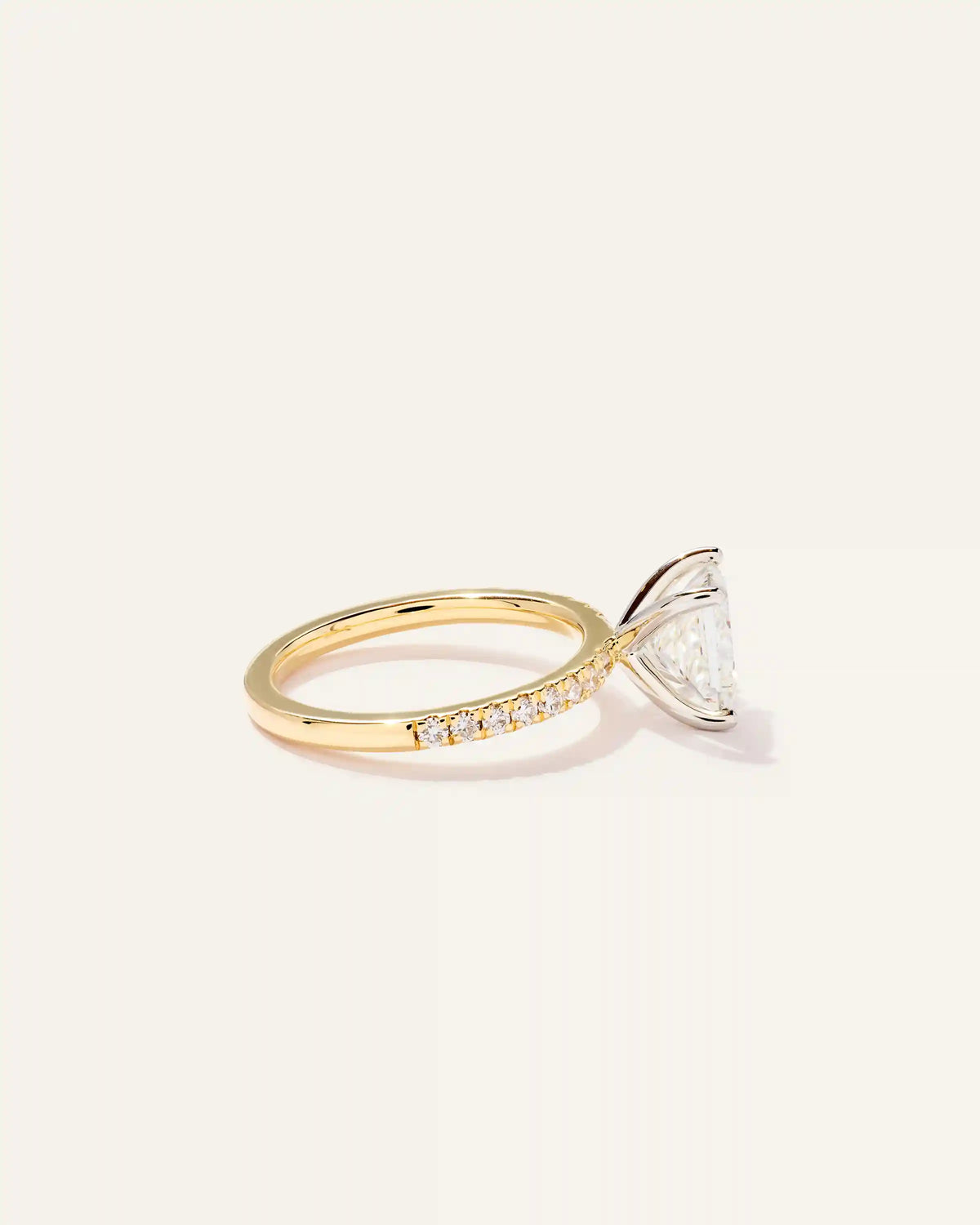 Lab Grown Diamond Princess Petite Pave Engagement Ring - 2ct