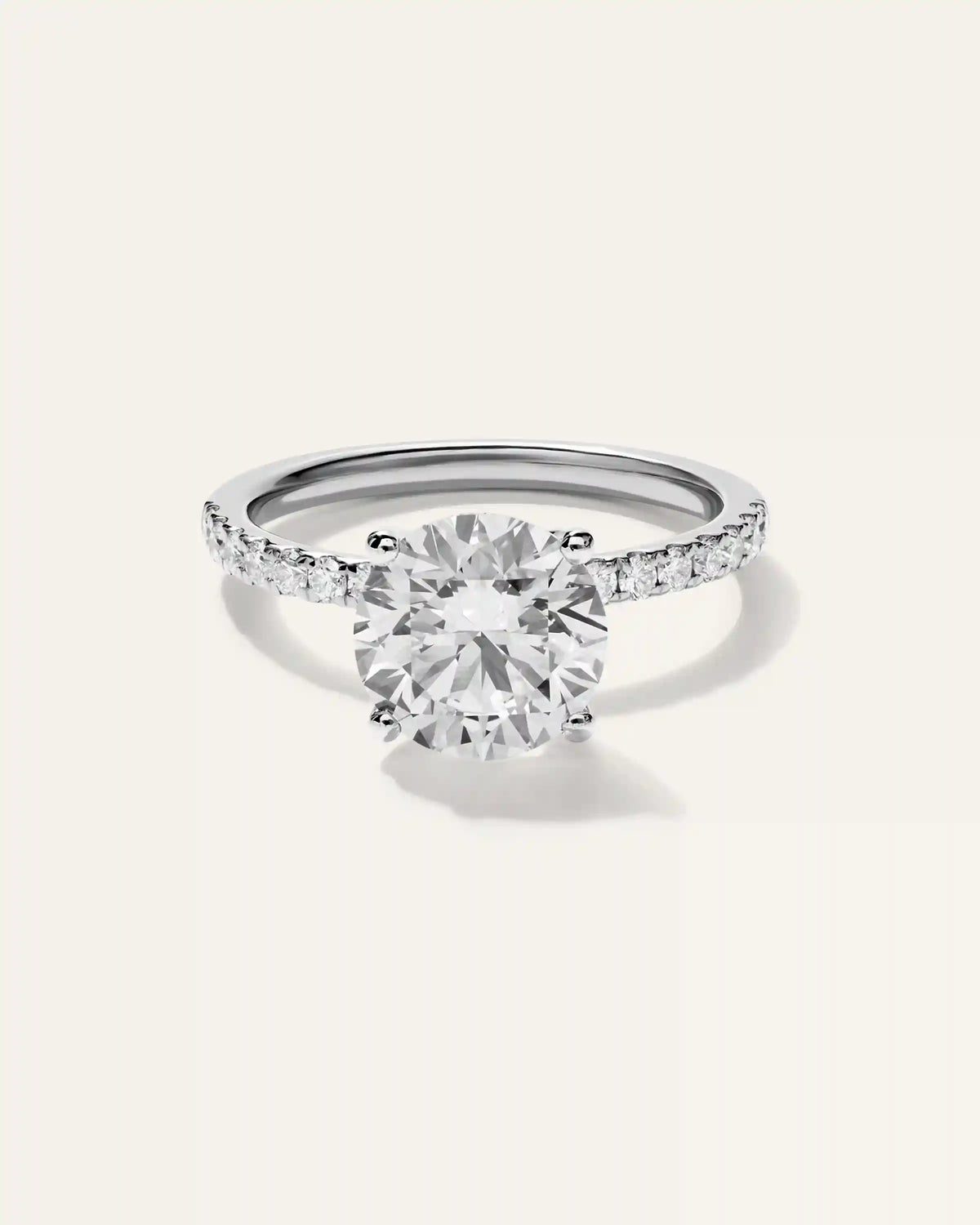 Lab Grown Diamond Round Petite Pave Engagement Ring - 2.5ct