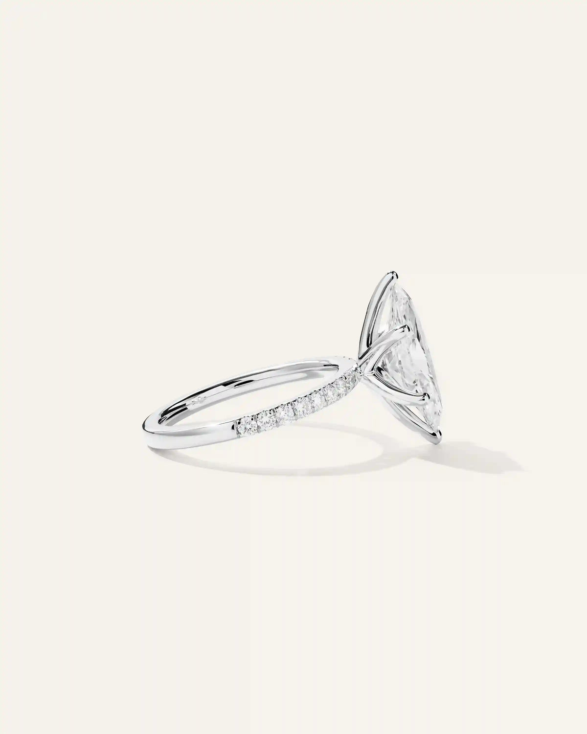 Lab Grown Diamond Marquise Petite Pave Engagement Ring - 3ct