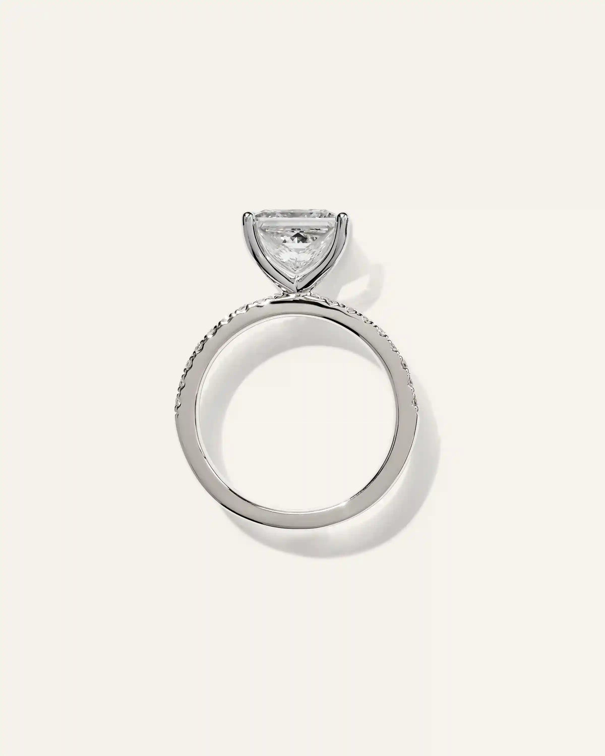 Lab Grown Diamond Princess Petite Pave Engagement Ring - 3ct