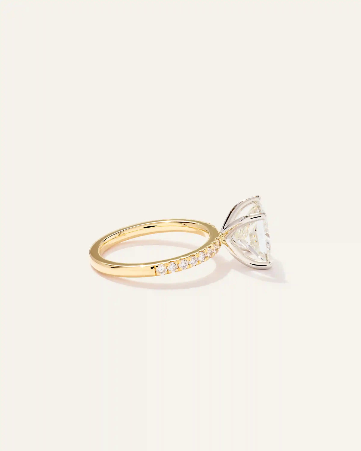 Lab Grown Diamond Princess Petite Pave Engagement Ring - 3ct