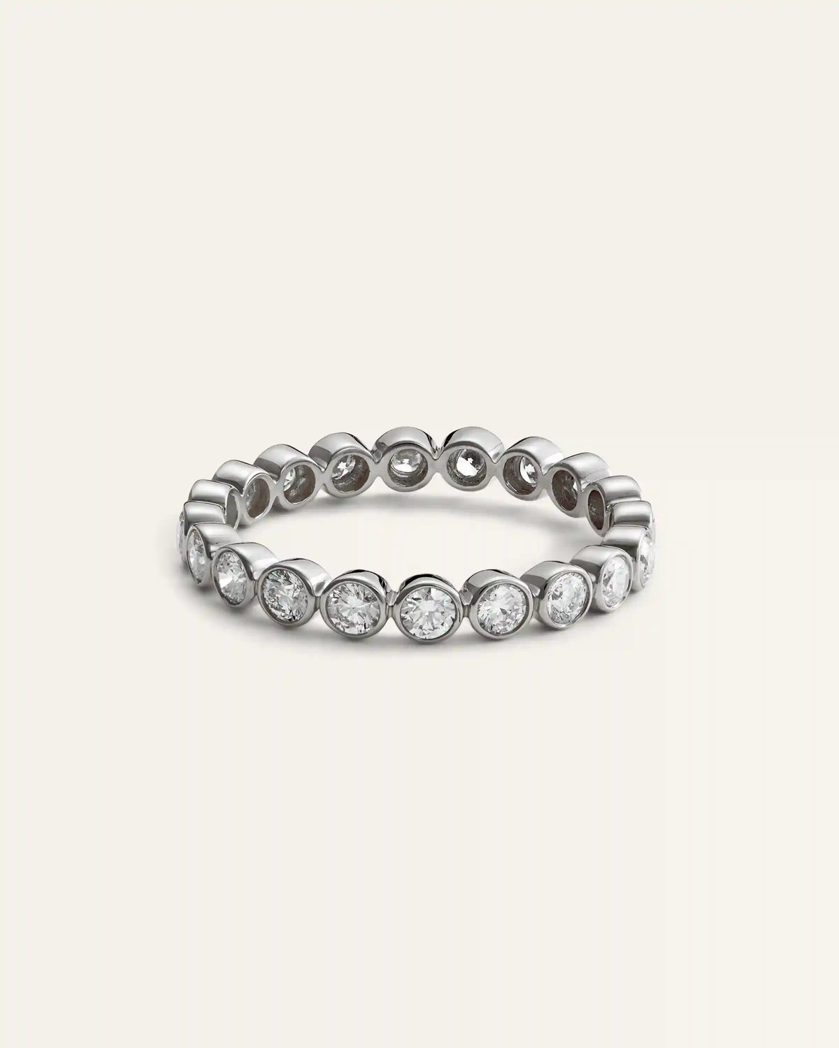 14K Gold Lab Grown Diamond Round Bezel Eternity Band - 1ctw