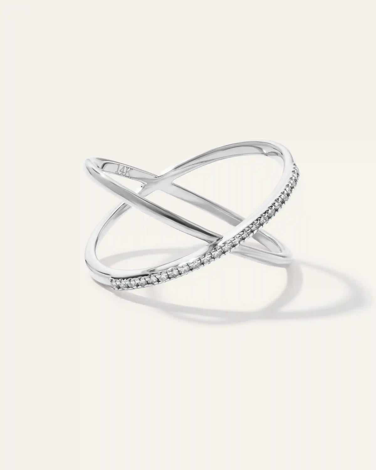 14K Gold Diamond Pave Crossover Ring
