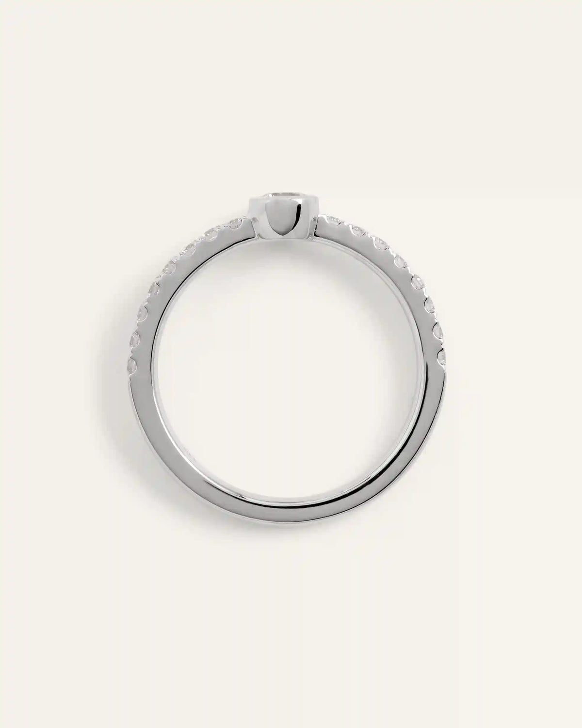 14K Gold Lab Grown Diamond Round Bezel Pave Ring