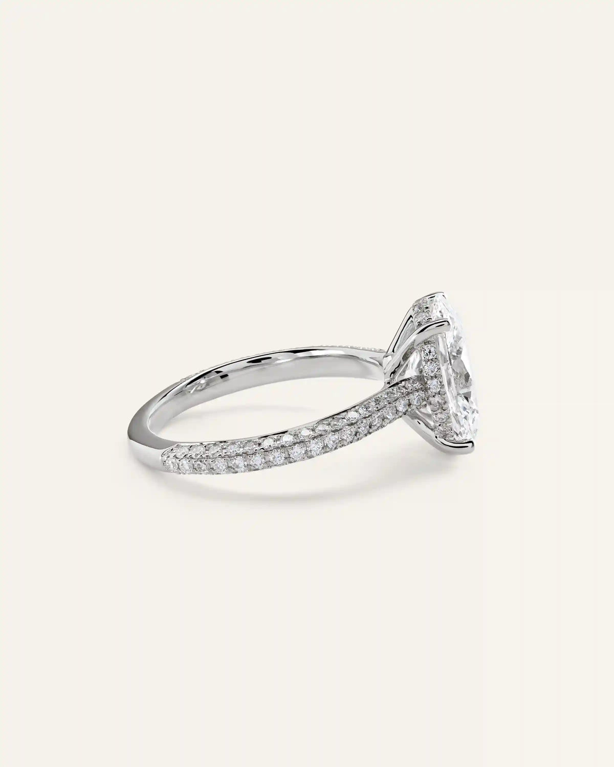 Lab Grown Diamond Oval Pave Cathedral Engagement Ring - 3ct