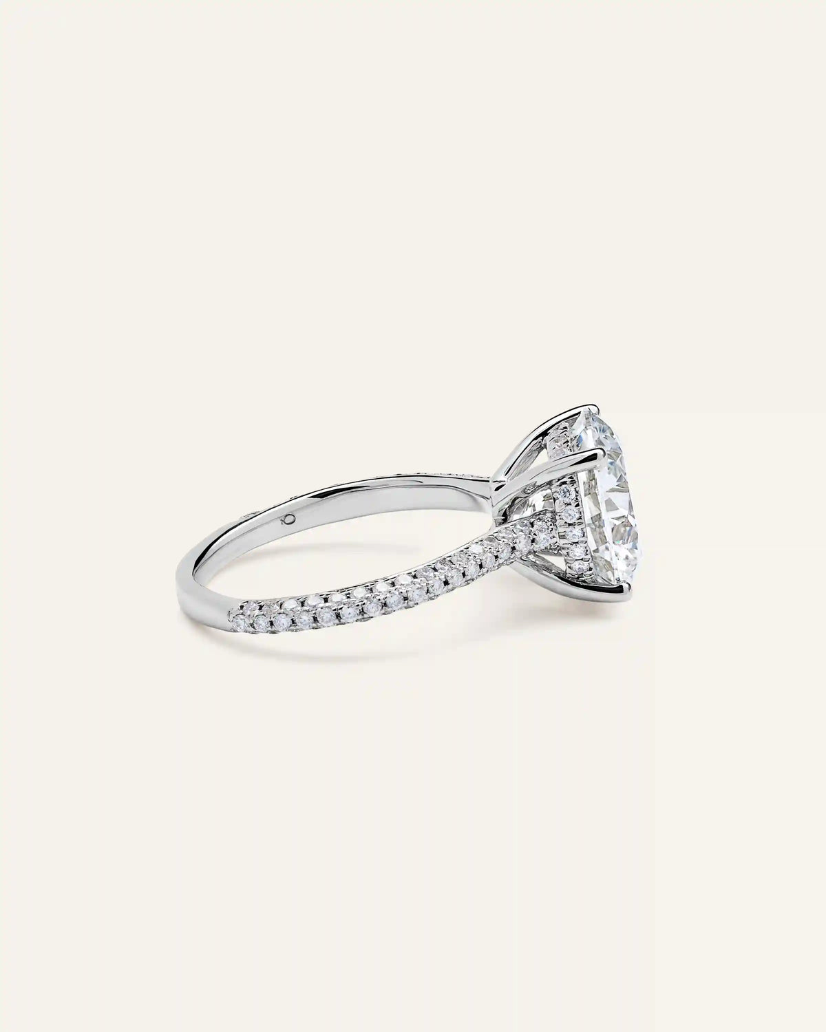 Lab Grown Diamond Round Pave Cathedral Engagement Ring - 5ct