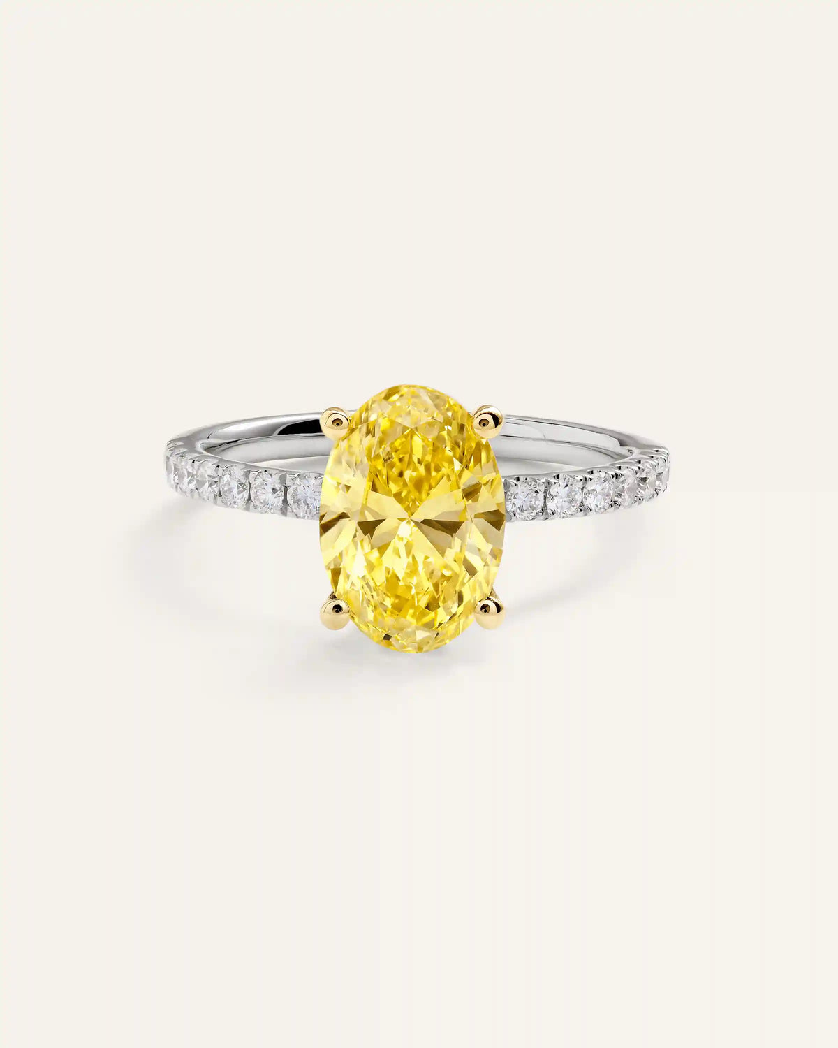 14K Gold Yellow Lab Grown Diamond Oval Pave Engagement Ring - 2ct