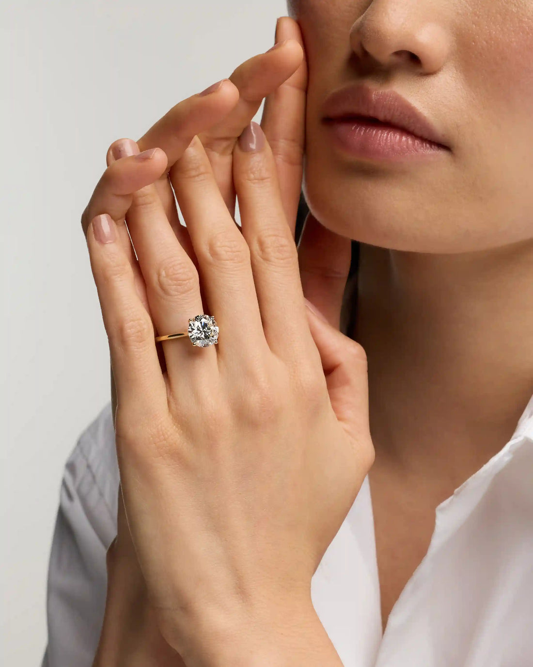 Lab Grown Diamond Round Trellis Cathedral Engagement Ring - 5ct