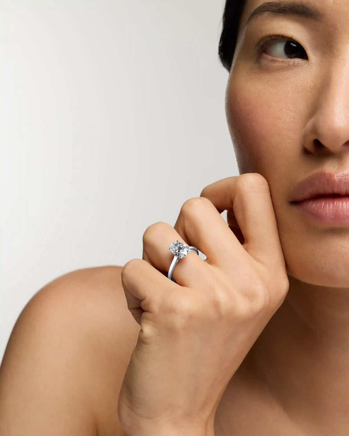 Lab Grown Diamond Oval Trellis Cathedral Engagement Ring - 2ct