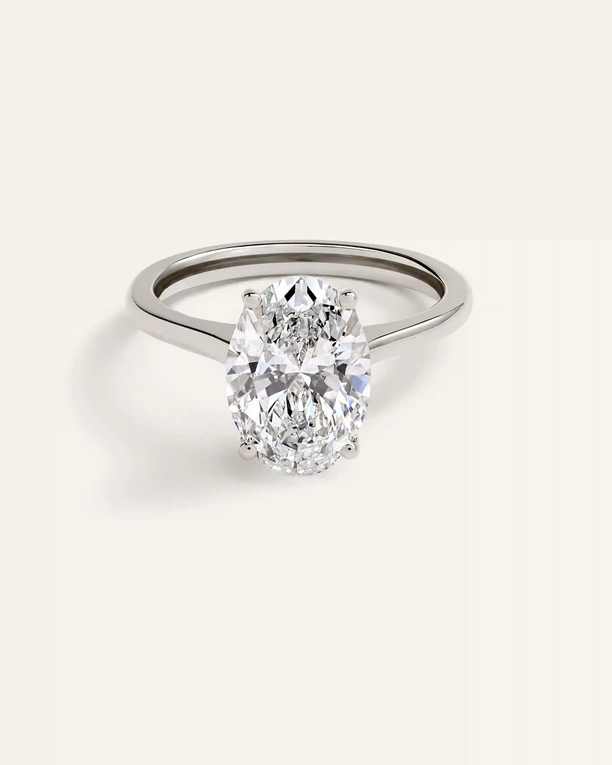 Lab Grown Diamond Oval Trellis Cathedral Engagement Ring - 3ct