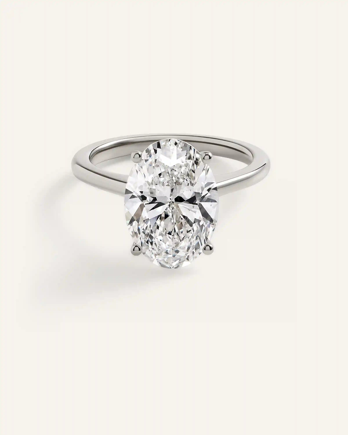 Lab Grown Diamond Oval Trellis Cathedral Engagement Ring - 5ct