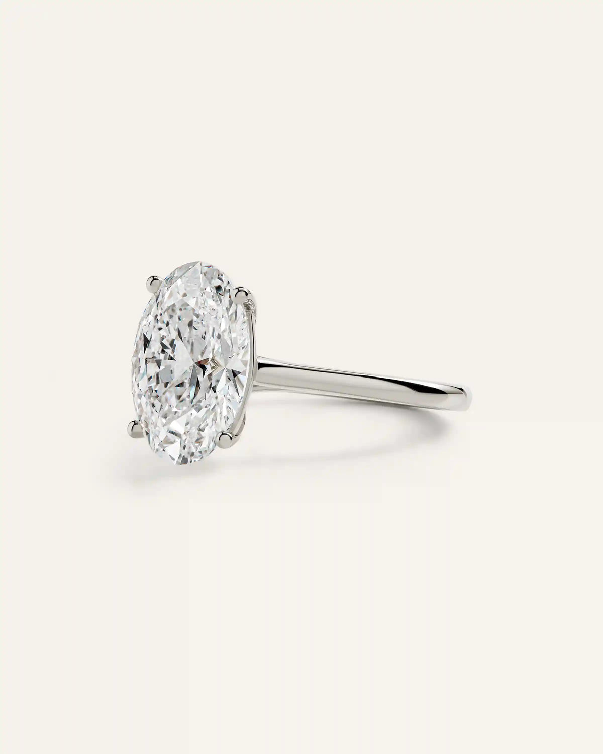 Lab Grown Diamond Oval Trellis Cathedral Engagement Ring - 5ct