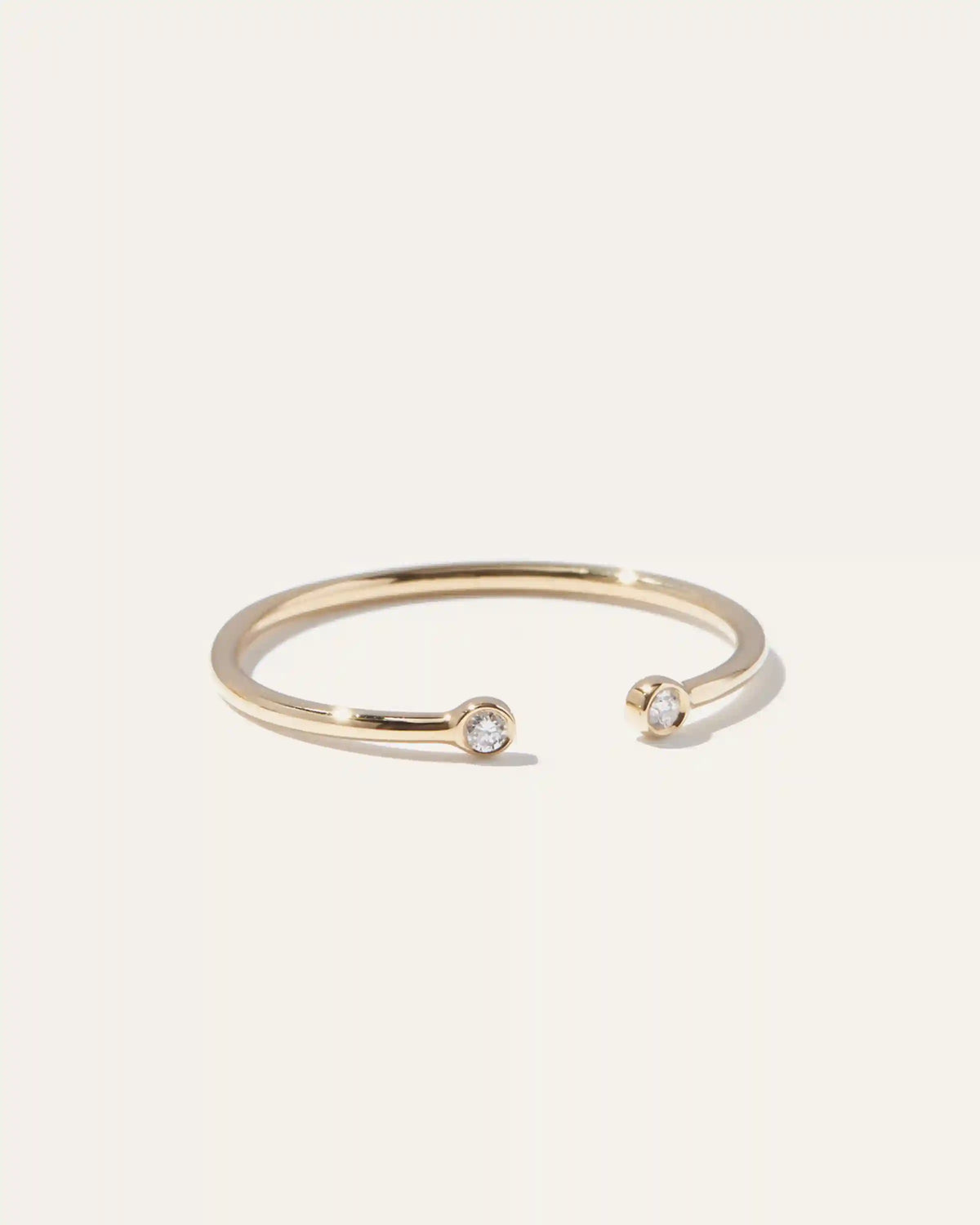 14K Gold Diamond Bezel Open Ring