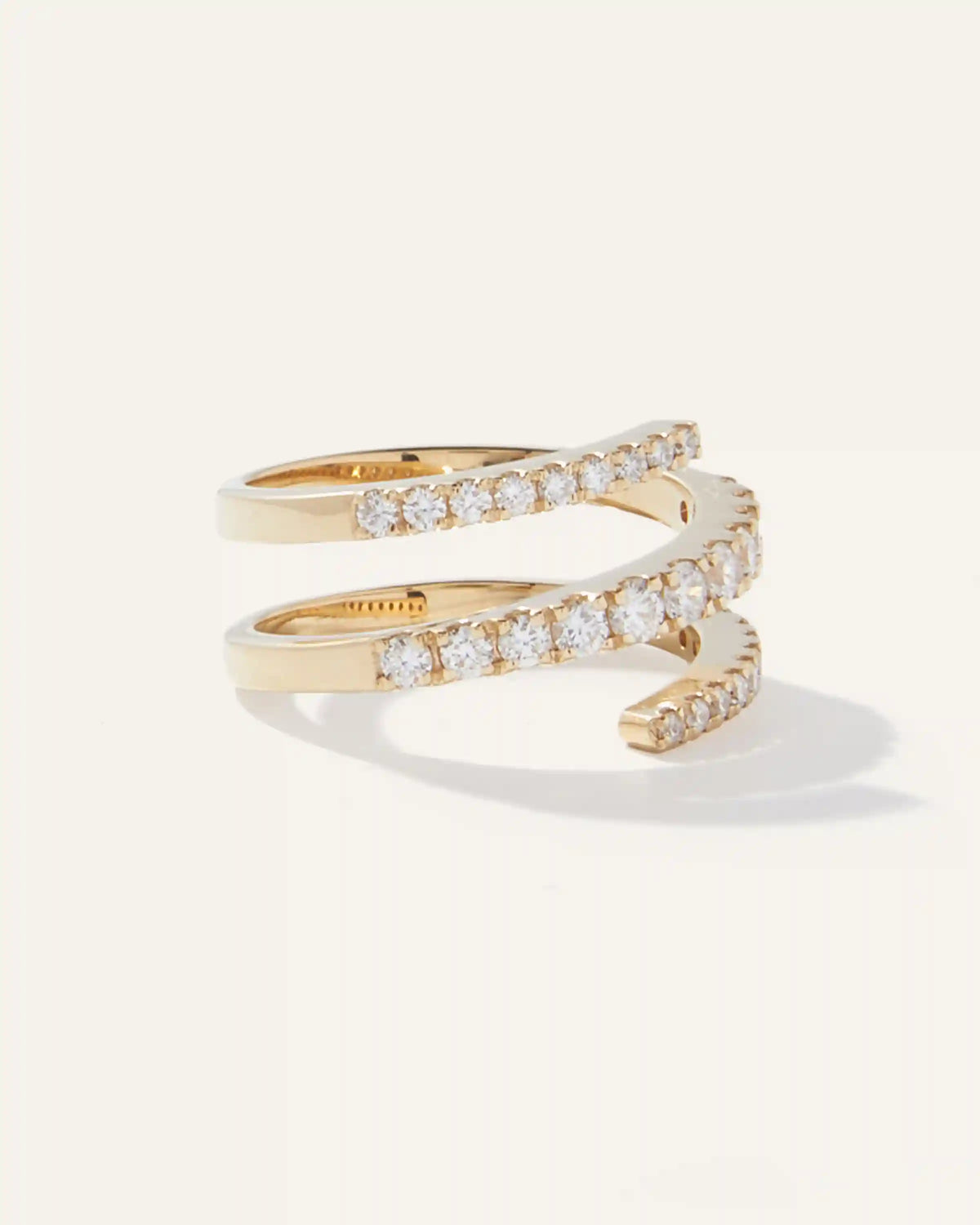 14K Gold Diamond Spiral Ring