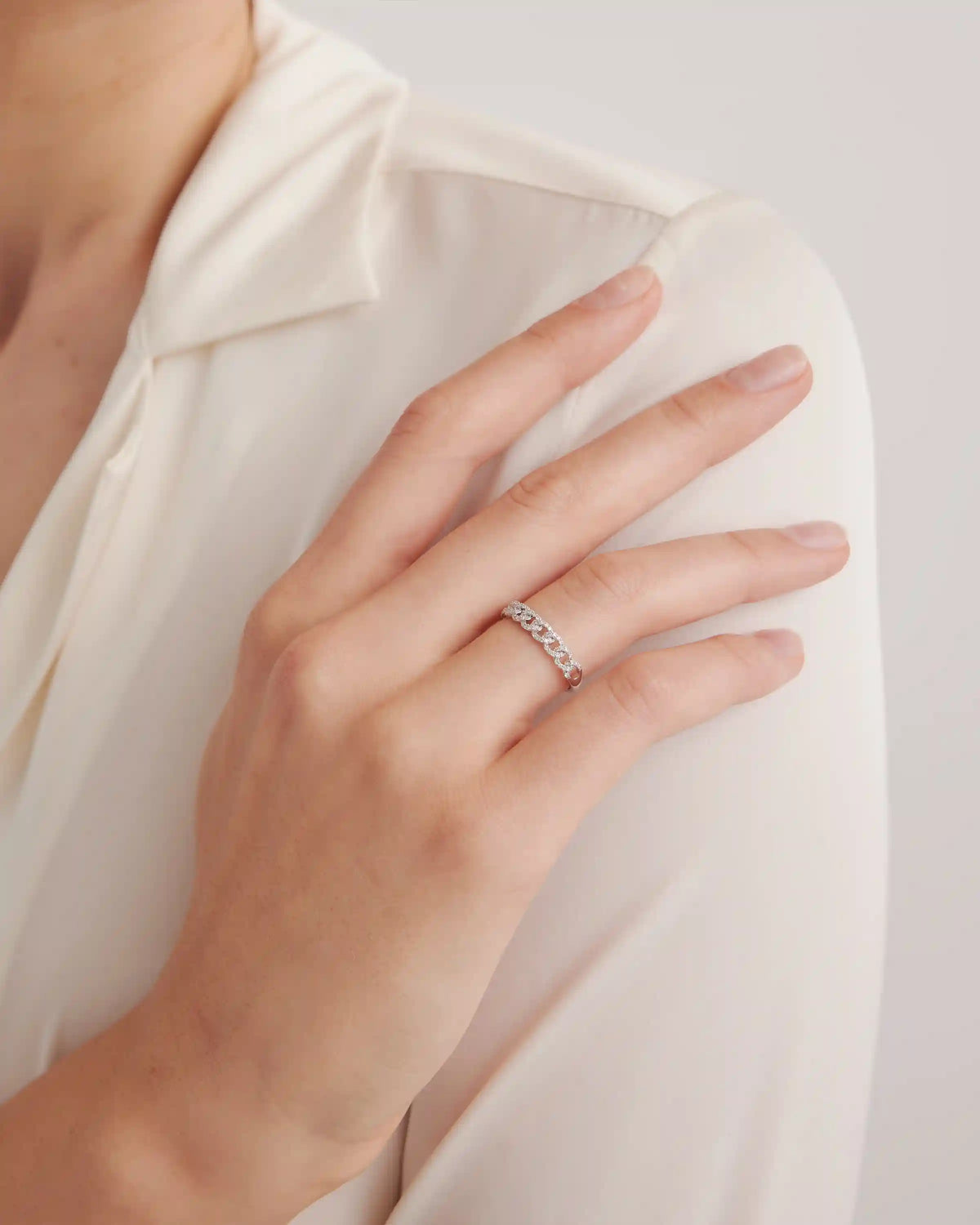 14K Gold Diamond Chain Ring