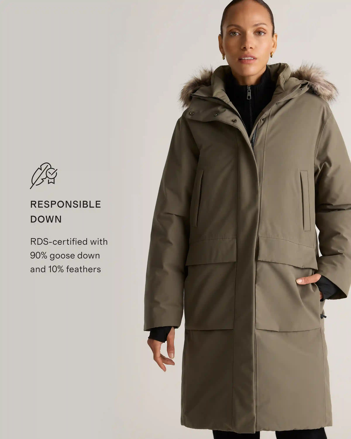 Responsible Down Hooded Long Parka