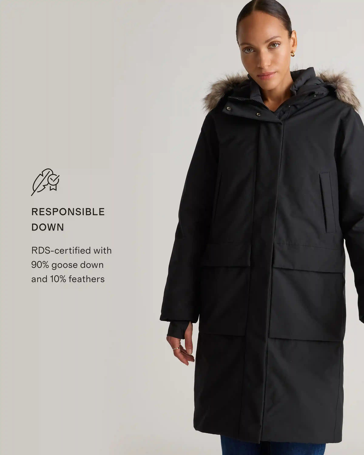 Responsible Down Hooded Long Parka