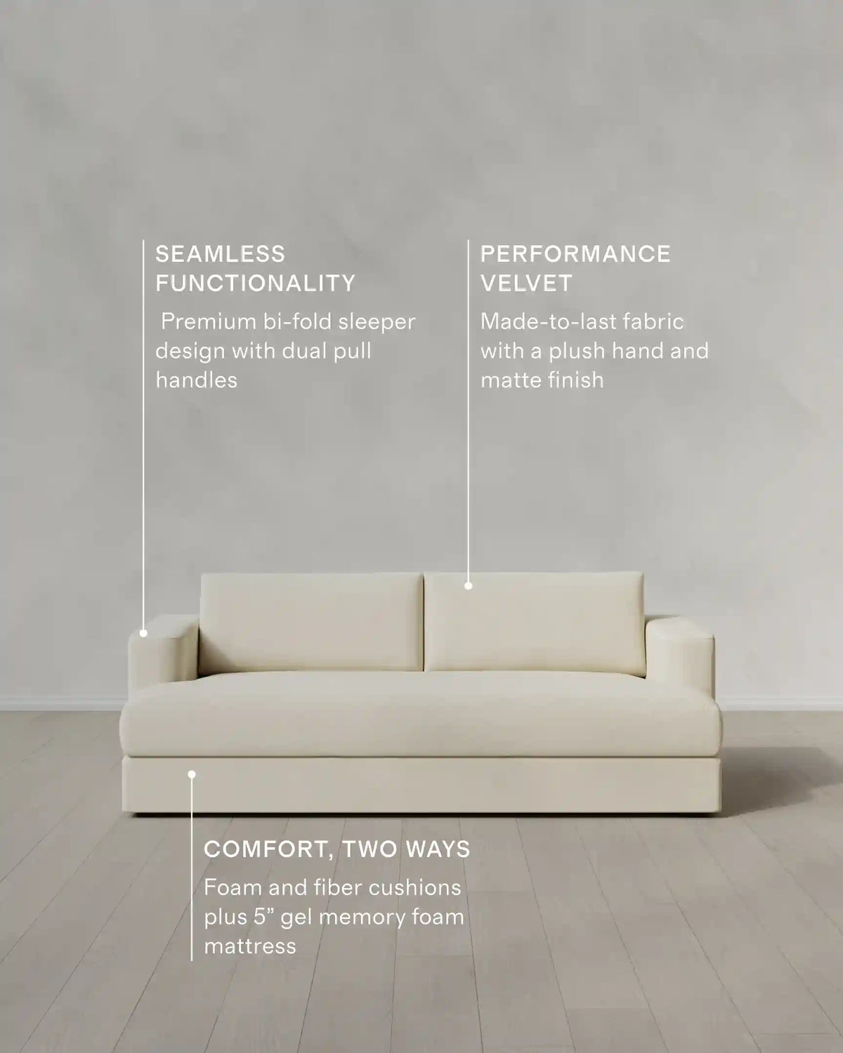 Sierra Curved Arm Sleeper Sofa in Performance Velvet