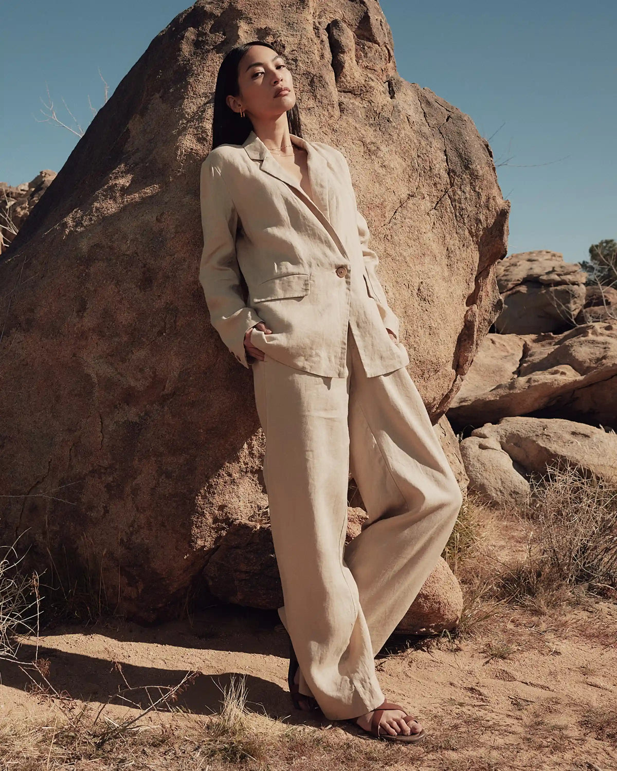 100% European Linen Wide Leg Pants