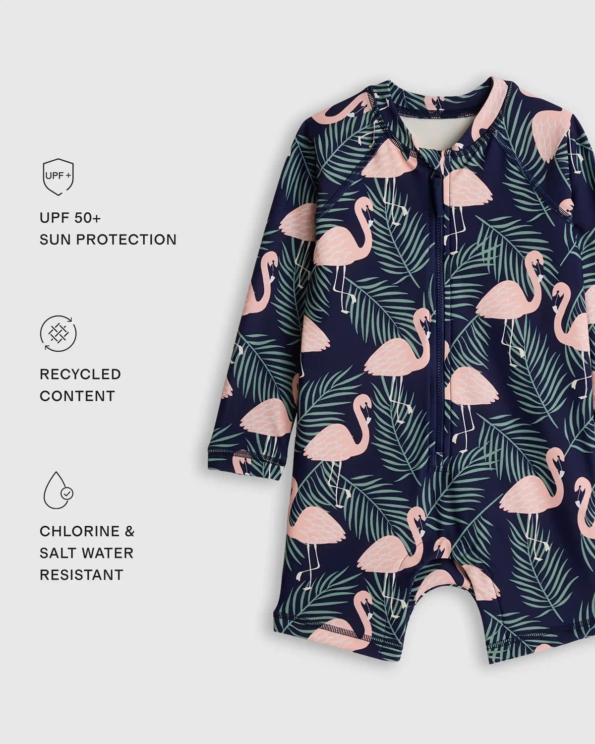 Long Sleeve Zip-Up Rash Guard One-Piece