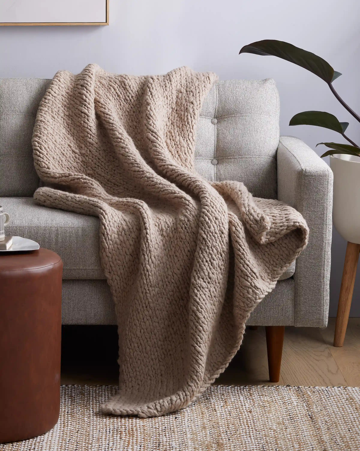Chunky Hand Knit Wool Throw