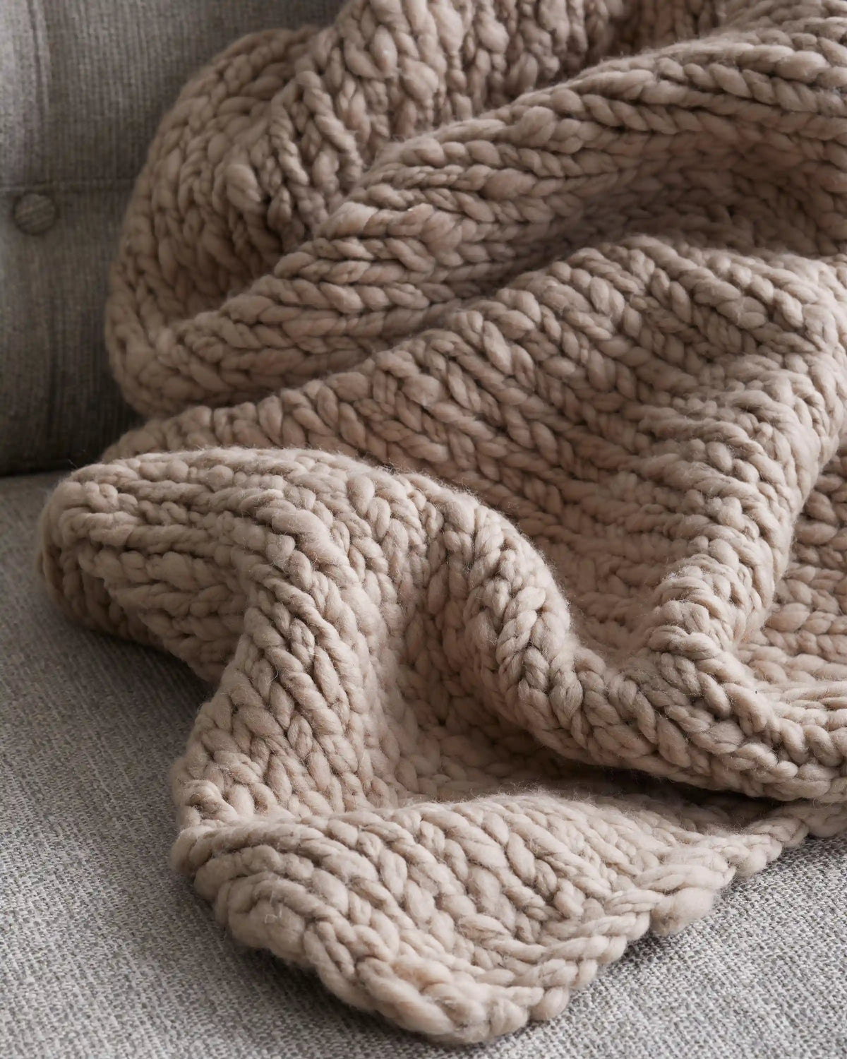 Chunky Hand Knit Wool Throw