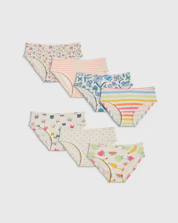 Girls 100% Organic Cotton Hipster 7-pack
