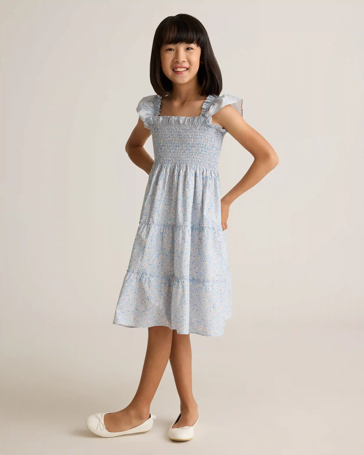 100% Organic Cotton Poplin Smocked Dress