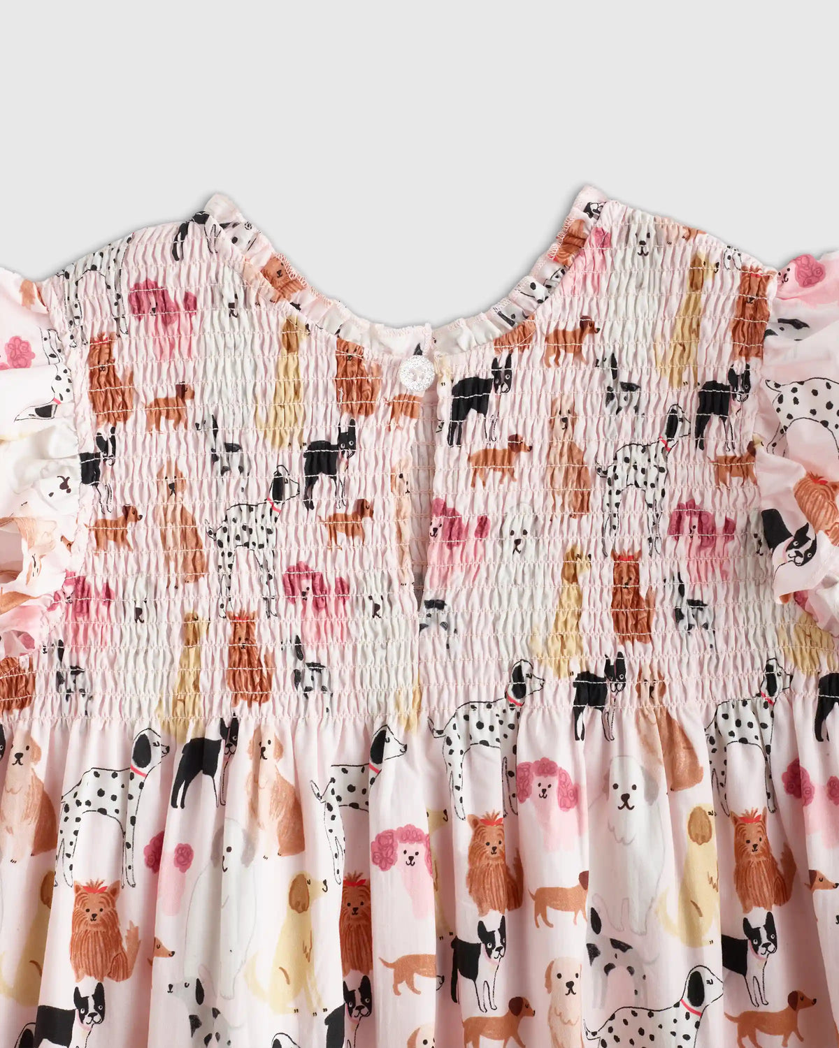 100% Organic Cotton Poplin Smocked Flutter Sleeve Dress