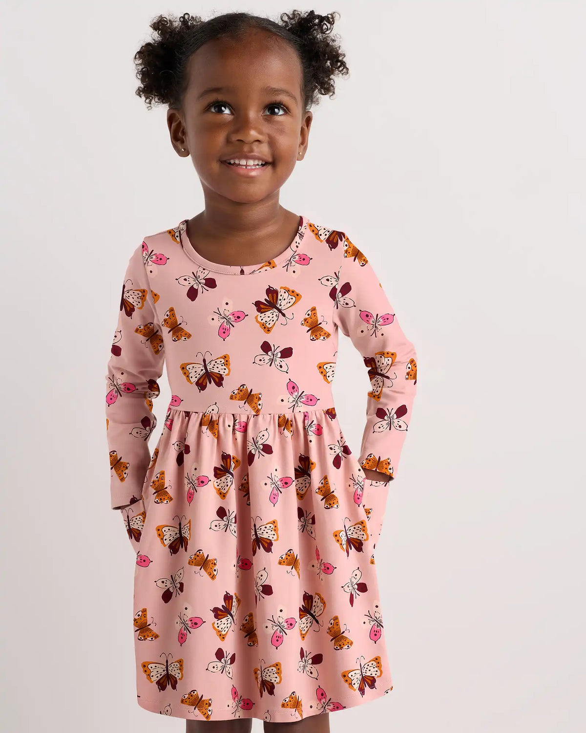 Organic Cotton Long Sleeve Fit and Flare Pocket Dress