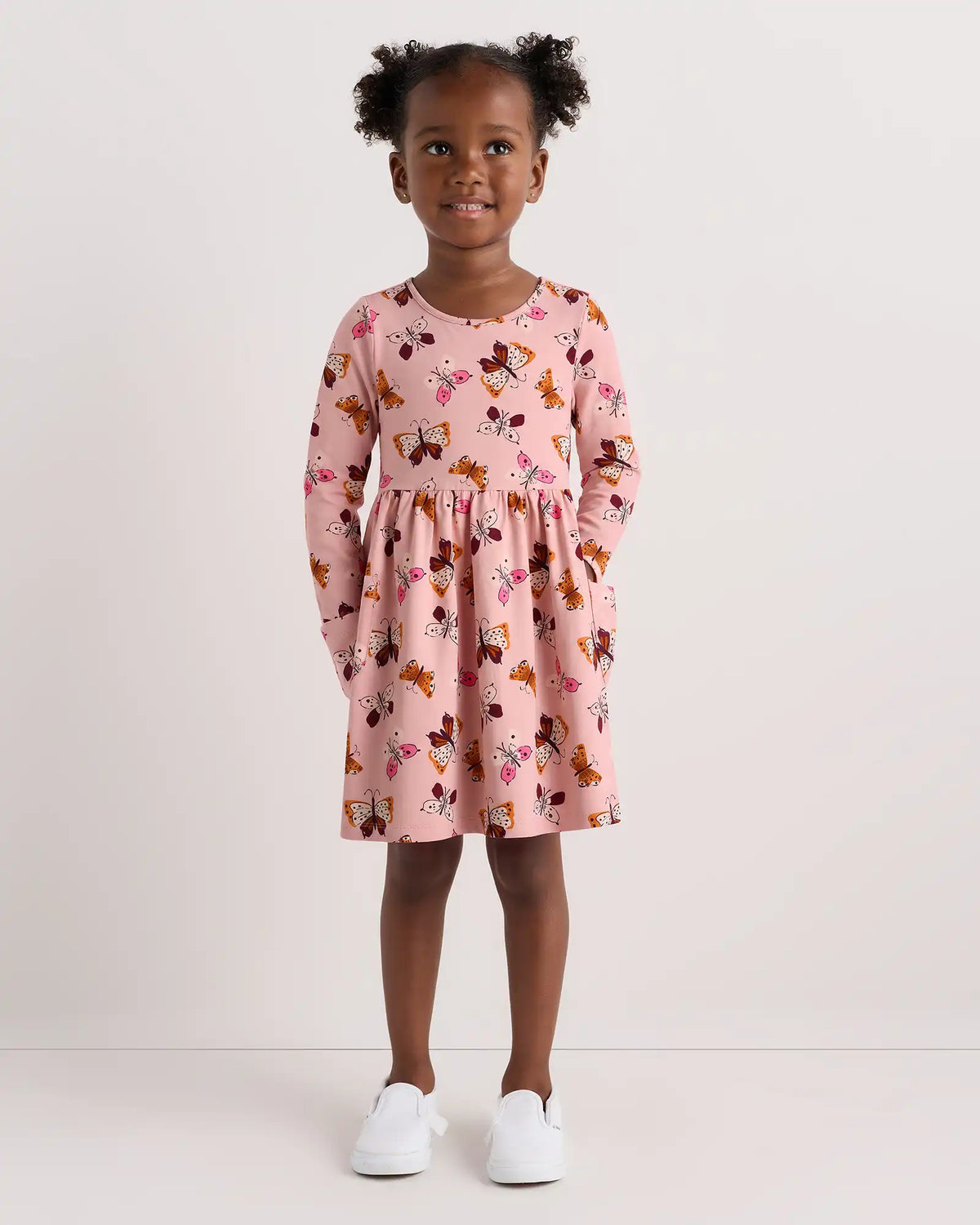 Organic Cotton Long Sleeve Fit and Flare Pocket Dress